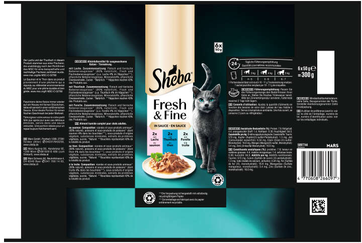 Sheba Katzen-Nassfutter Fresh+Fine in Sauce Thunfisch+Lachs+Forelle